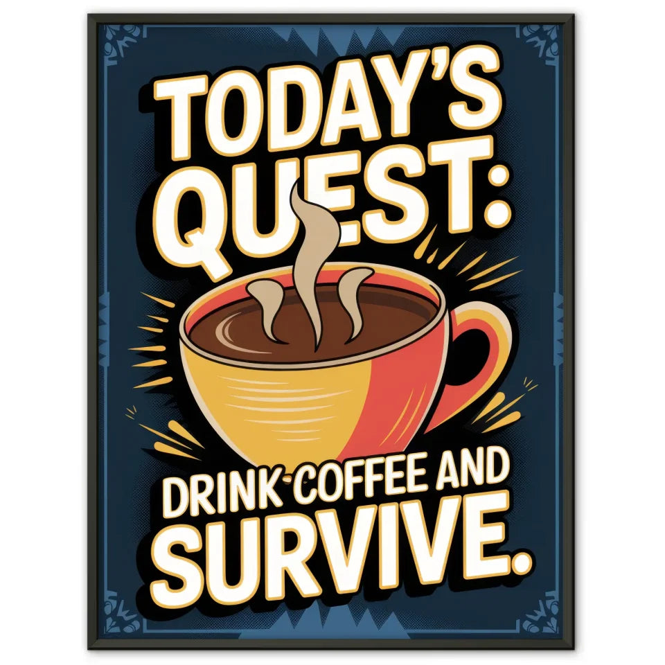 Poster mit Kaffeetasse und Spruch Drink Coffee and Survive 70 x 100 cm