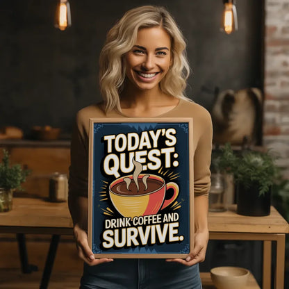 Poster mit Kaffeetasse und Spruch Drink Coffee and Survive 70 x 100 cm