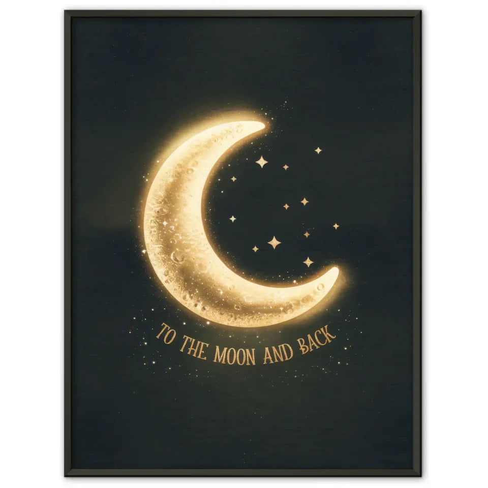Poster mit goldener Mondsichel und funkelnden Sternen 1