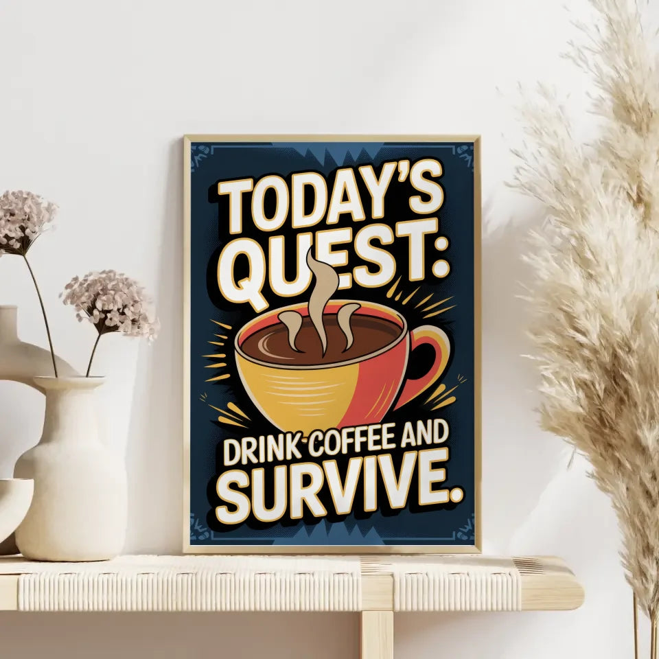 Poster mit Kaffeetasse und Spruch Drink Coffee and Survive 70 x 100 cm