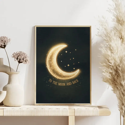 Poster mit goldener Mondsichel und funkelnden Sternen 4