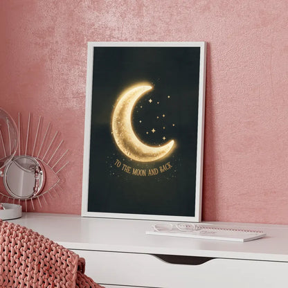 Poster mit goldener Mondsichel und funkelnden Sternen 5