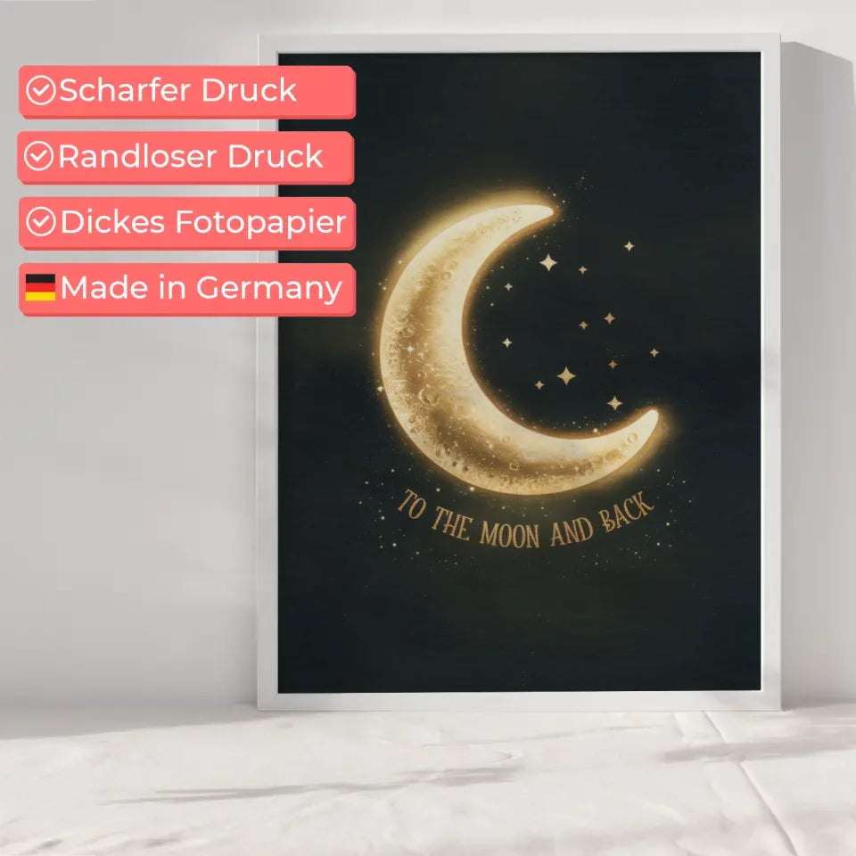 Poster mit goldener Mondsichel und funkelnden Sternen 6