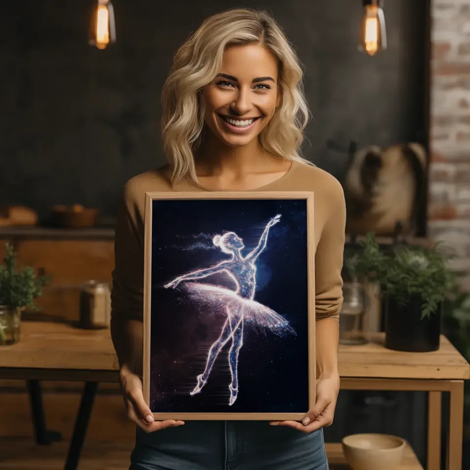 Neon Ballerina Poster mit futuristischem Lichtdesign 2