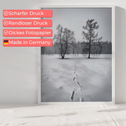 Winterlandschaft Poster mit Fußabdruck in der Stille