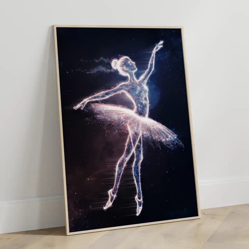 Neon Ballerina Poster mit futuristischem Lichtdesign 3
