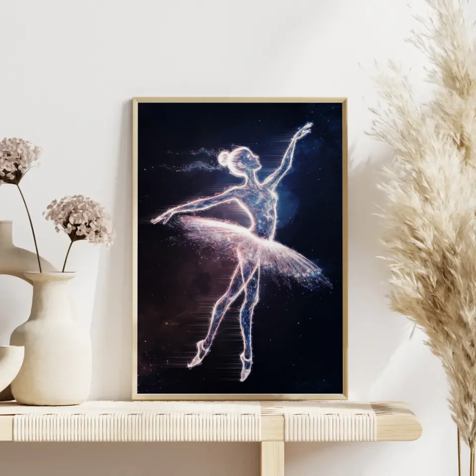 Neon Ballerina Poster mit futuristischem Lichtdesign 4