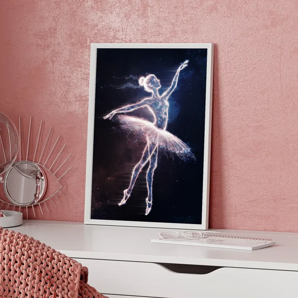 Neon Ballerina Poster mit futuristischem Lichtdesign 5
