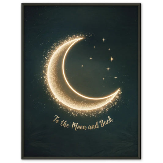 Mondsichel Poster mit funkelnden Sternen und Text 1