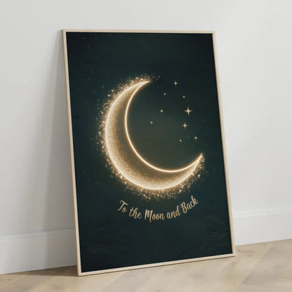 Mondsichel Poster mit funkelnden Sternen und Text 3