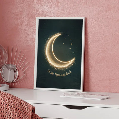 Mondsichel Poster mit funkelnden Sternen und Text 5