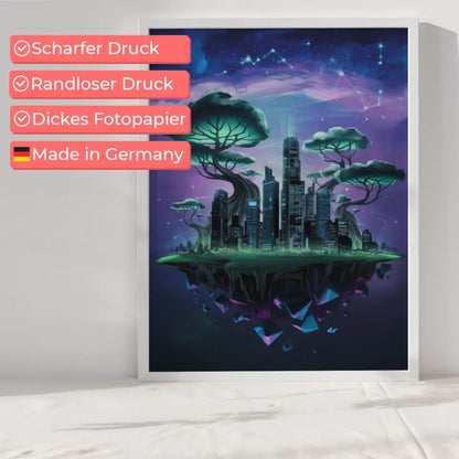 Neonstadt Poster mit surrealen Bäumen und Sternen 6