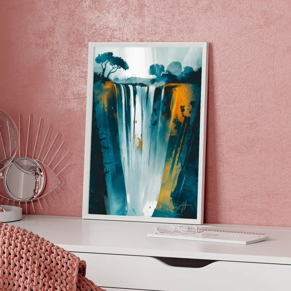 Abstraktes Poster der Victoriafälle mit aquarellartiger Textur 5