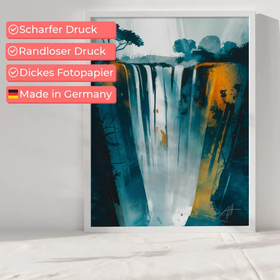 Abstraktes Poster der Victoriafälle mit aquarellartiger Textur 6