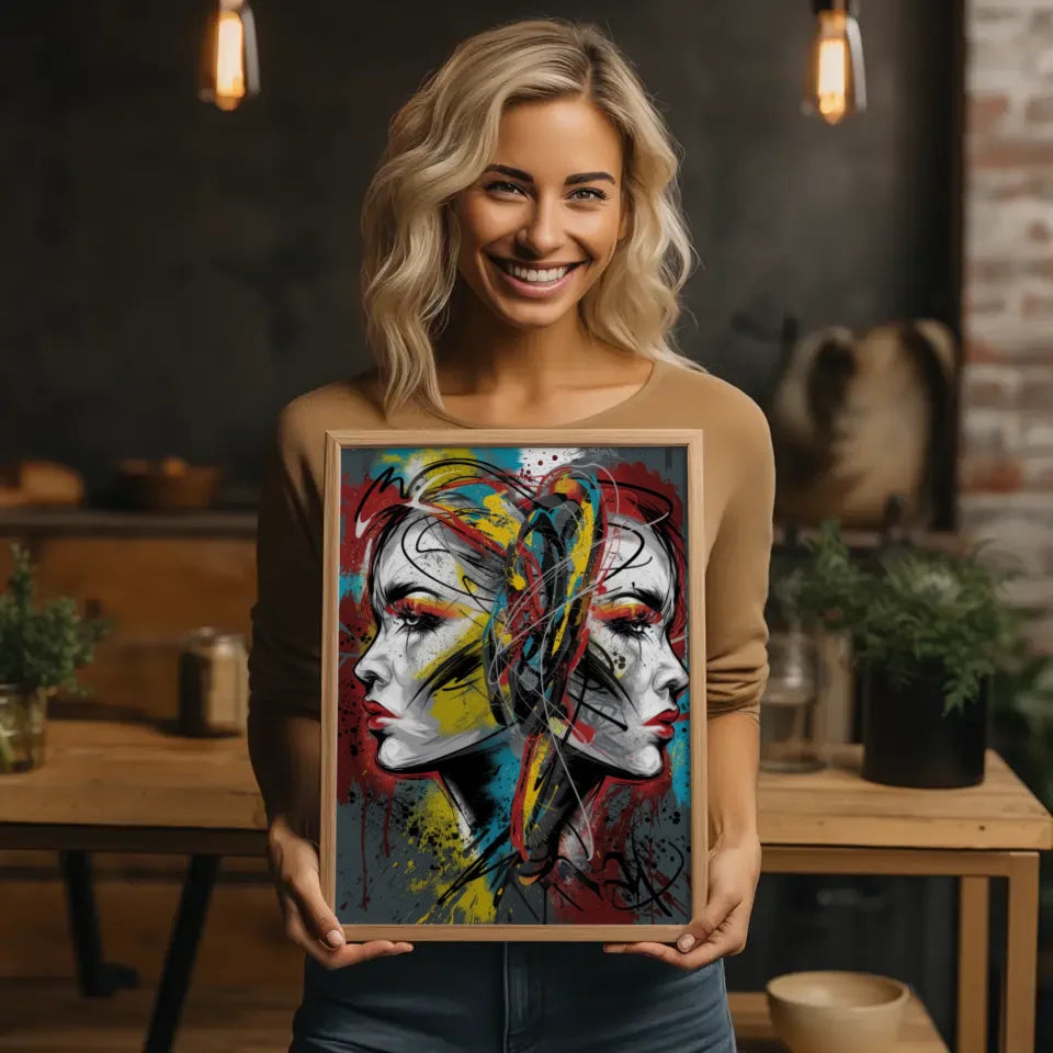 Abstraktes Graffiti Poster mit lebendigen Farben und Emotionen 2
