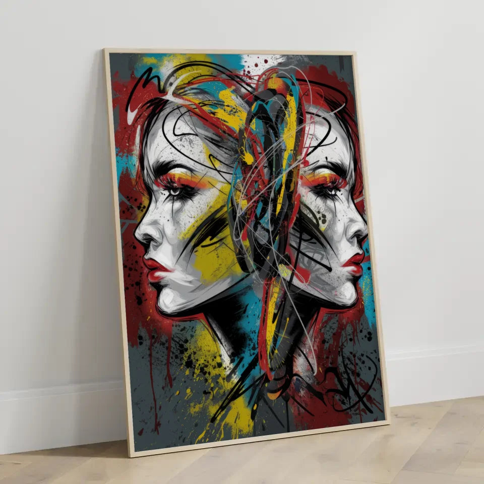 Abstraktes Graffiti Poster mit lebendigen Farben und Emotionen 3