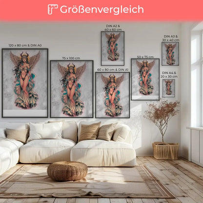 Poster mit sexy weiblicher Figur und kraftvollem Design