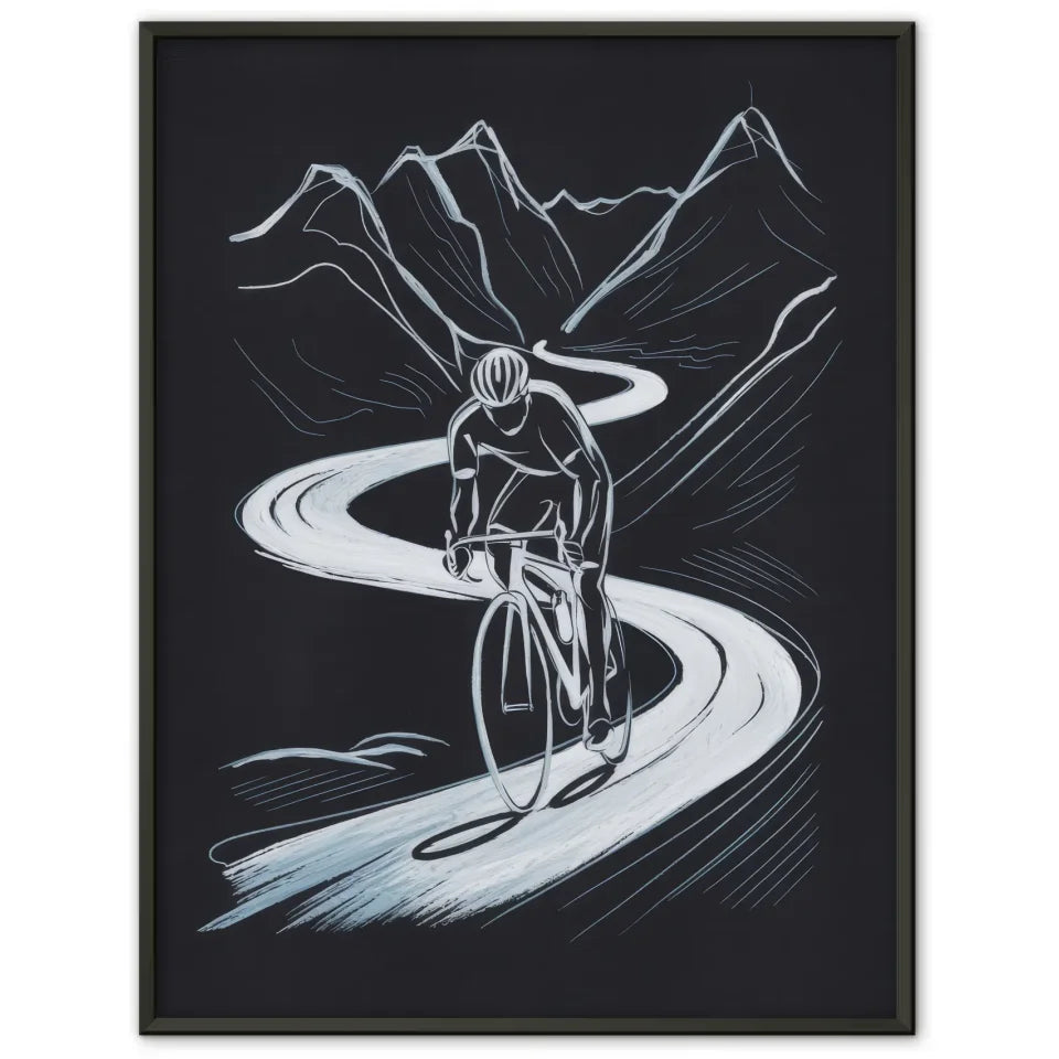Abstraktes Poster Radfahrer auf Bergpfad 1