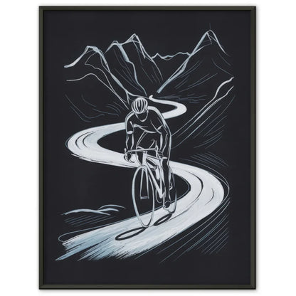 Abstraktes Poster Radfahrer auf Bergpfad 1