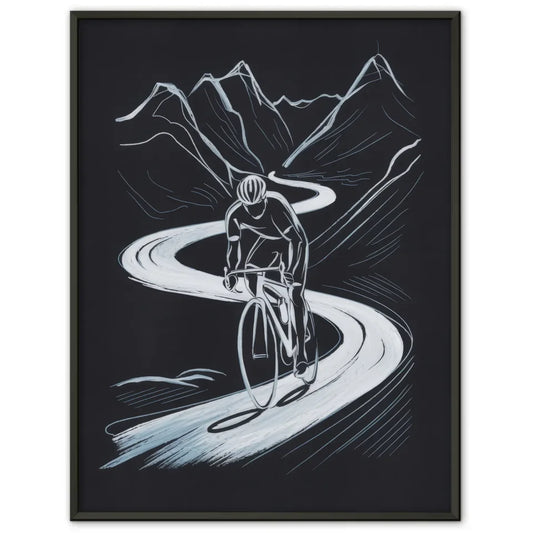 Abstraktes Poster Radfahrer auf Bergpfad 1