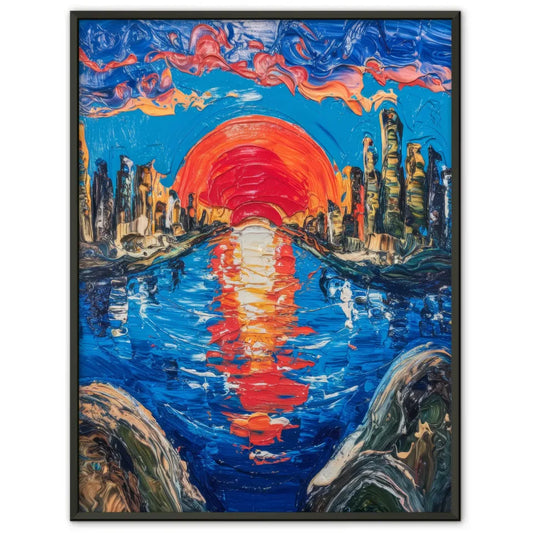 Poster beeindruckender Sonnenuntergang über Gewässer 1