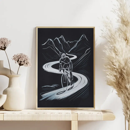 Abstraktes Poster Radfahrer auf Bergpfad 4