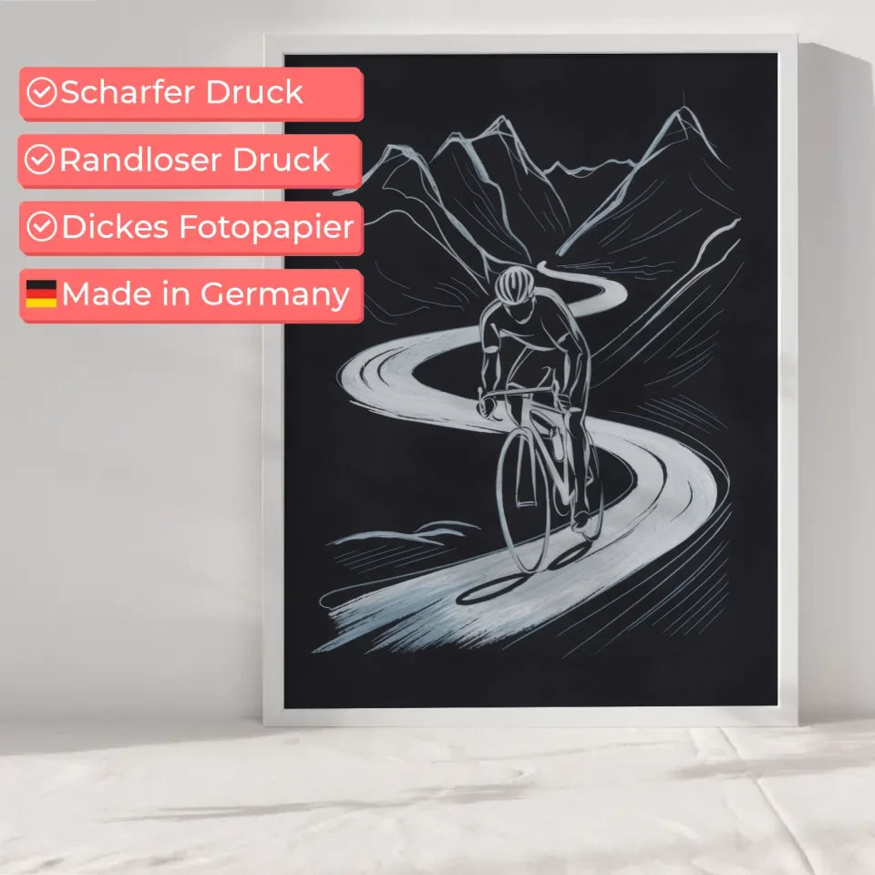 Abstraktes Poster Radfahrer auf Bergpfad 6