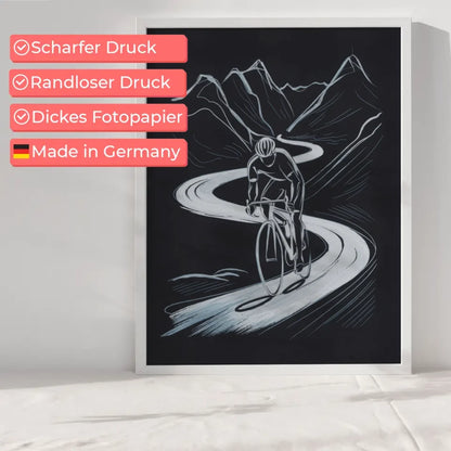 Abstraktes Poster Radfahrer auf Bergpfad 6