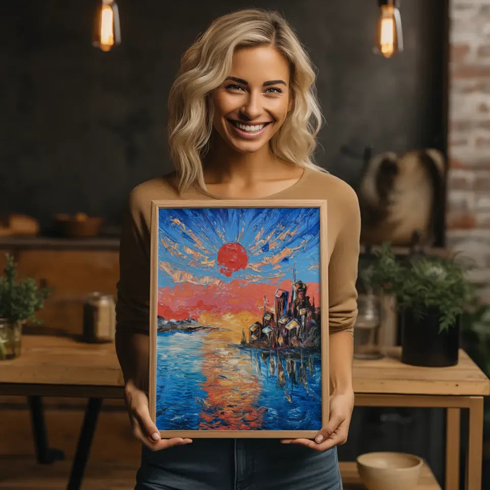 Impressionistisches Poster Sonnenuntergang Mondstadt 2