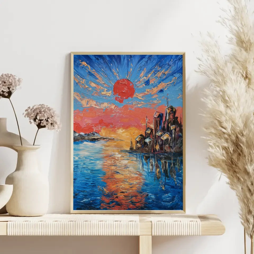 Impressionistisches Poster Sonnenuntergang Mondstadt 4