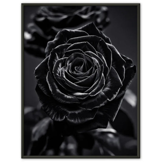 Schwarze Rose Poster mit samtigen Blüten auf dunklem Hintergrund