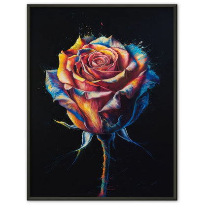 Lebendige Rose Poster auf schwarzer Leinwand für auffällige Akzente 1