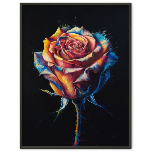 Lebendige Rose Poster auf schwarzer Leinwand für auffällige Akzente 1