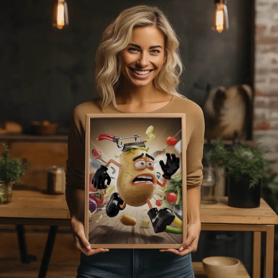 Humorvolles Kartoffel Poster mit surrealem Design 2
