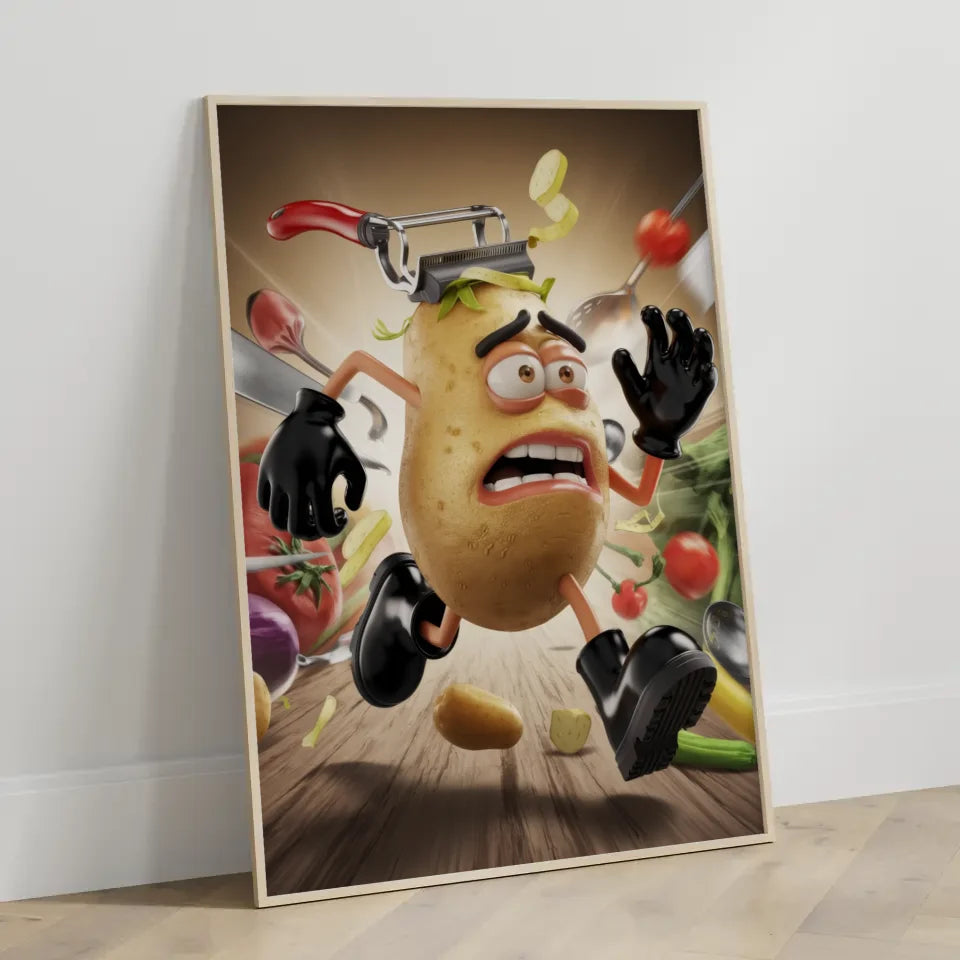 Humorvolles Kartoffel Poster mit surrealem Design 3