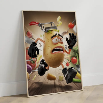 Humorvolles Kartoffel Poster mit surrealem Design 3