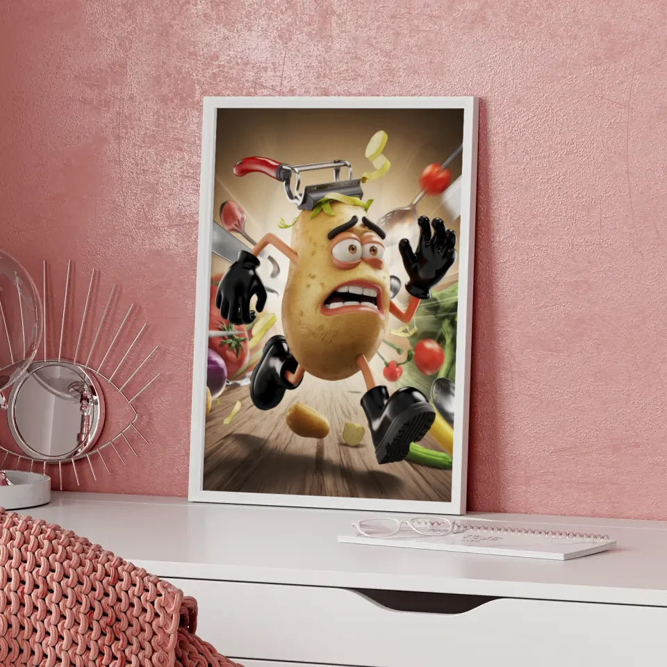 Humorvolles Kartoffel Poster mit surrealem Design 5