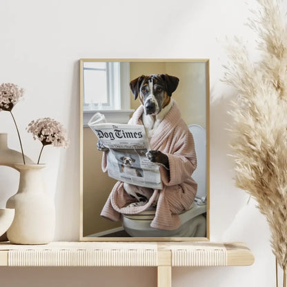 Skurriles Poster Katze auf Toilette mit Pflanzen