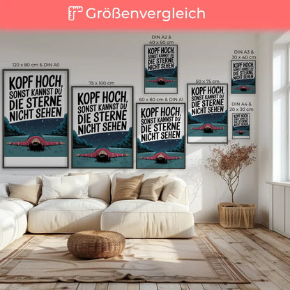 Humorvolles Poster Kopf hoch Sterne sehen 7
