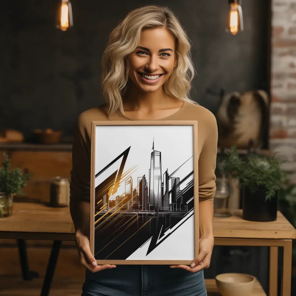 Poster moderne Stadtsilhouette mit urbanem Design