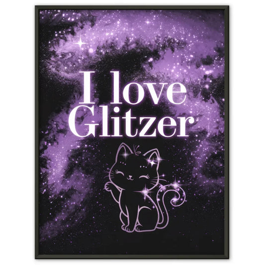 Glitzernde Kawaii Katze Poster mit magischem Hintergrund 1