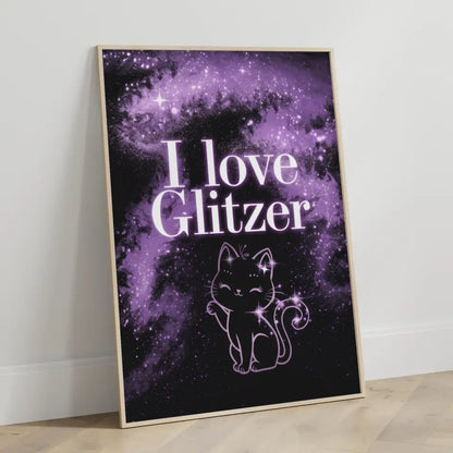 Glitzernde Kawaii Katze Poster mit magischem Hintergrund 3