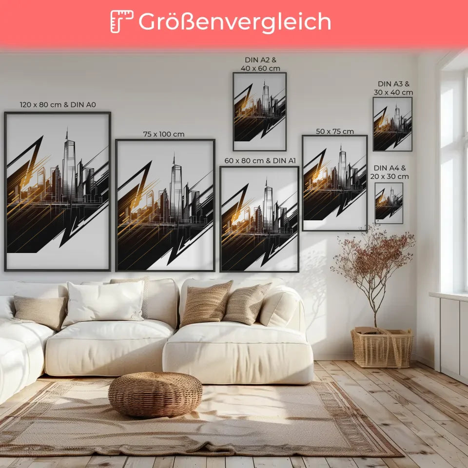 Poster moderne Stadtsilhouette mit urbanem Design