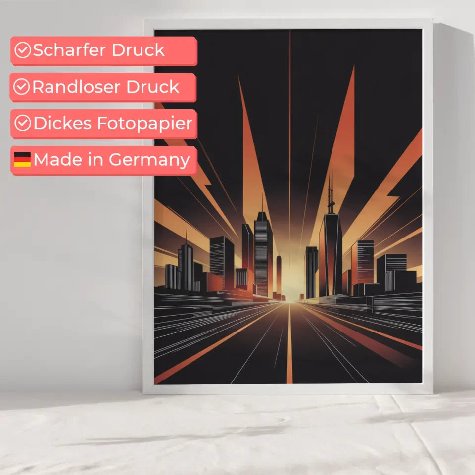 Poster moderne Stadtsilhouette in elegantem minimalistischen Design