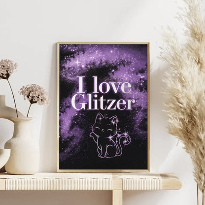 Glitzernde Kawaii Katze Poster mit magischem Hintergrund 4
