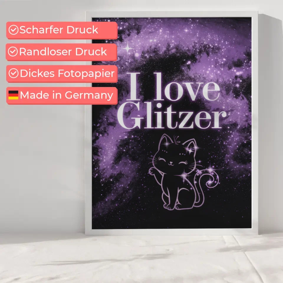 Glitzernde Kawaii Katze Poster mit magischem Hintergrund 6