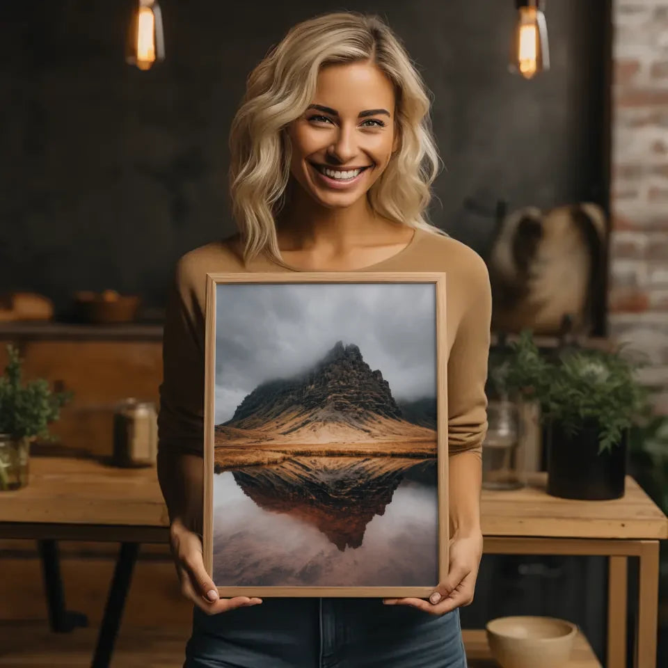 Majestätischer Poster mit Felsformation und Nebel 2