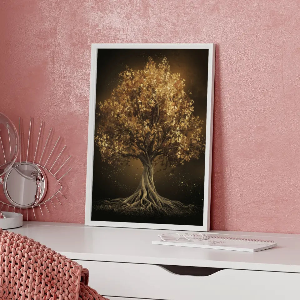 Poster majestätischer Baum mit goldenen Blättern