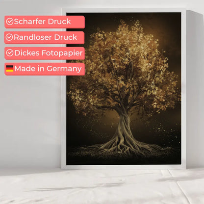 Poster majestätischer Baum mit goldenen Blättern