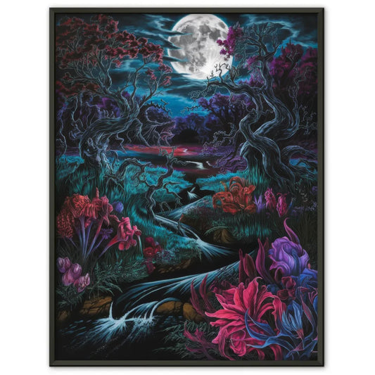 Poster nächtliche Fantasy Landschaft mit Mondschein